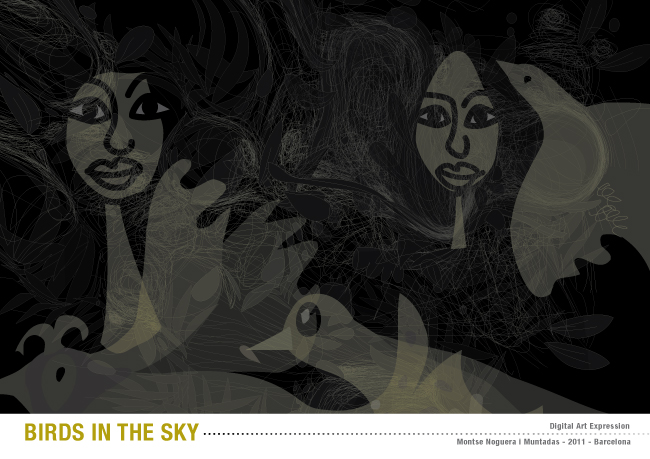 BIrds in the sky, illustrated by Montse Noguera